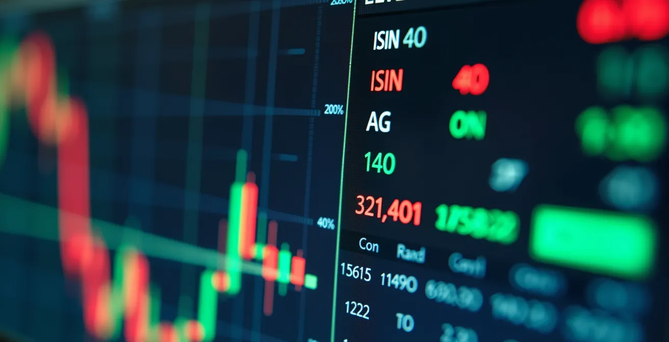 Close-up van brokerplatform met ISIN-codes en ACC/DIST labels