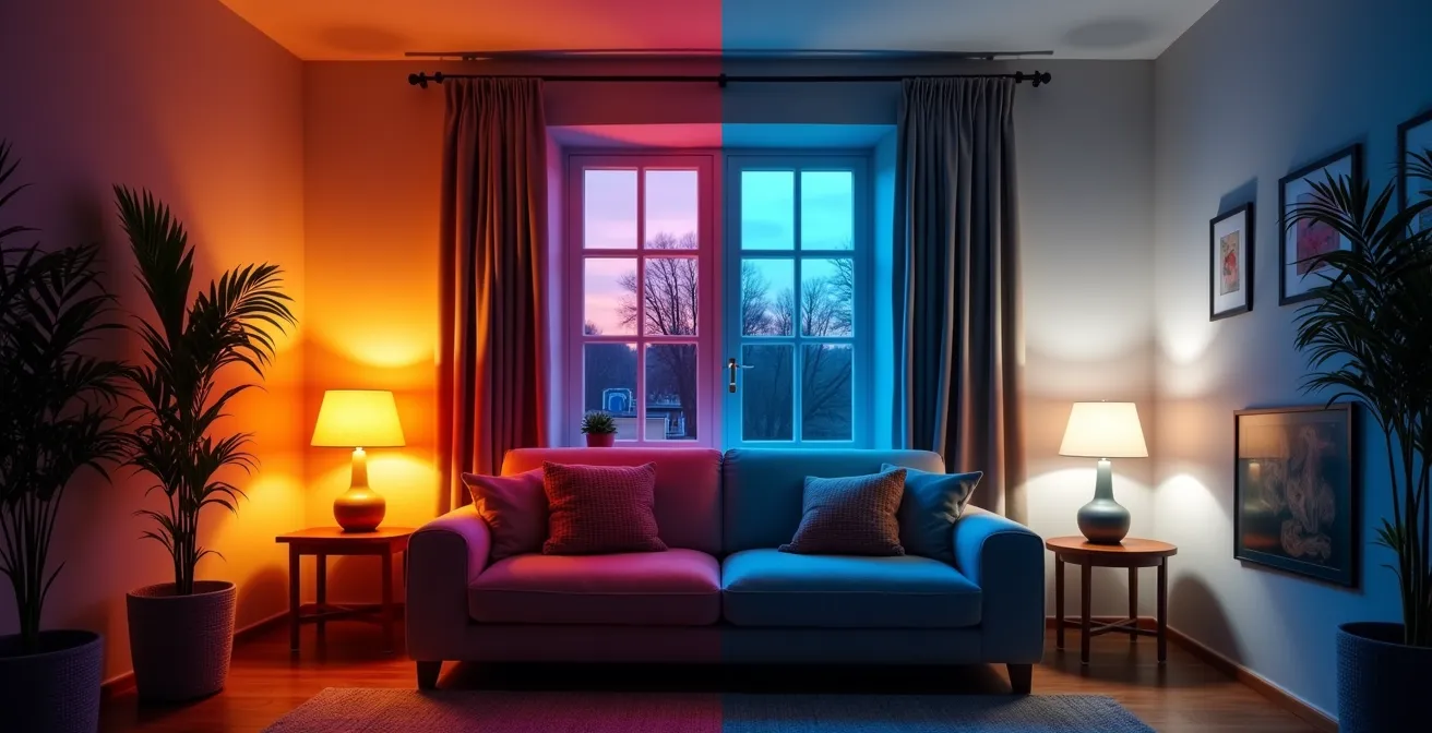 Close-up vergelijking van premium en budget slimme lampen in sfeervolle setting