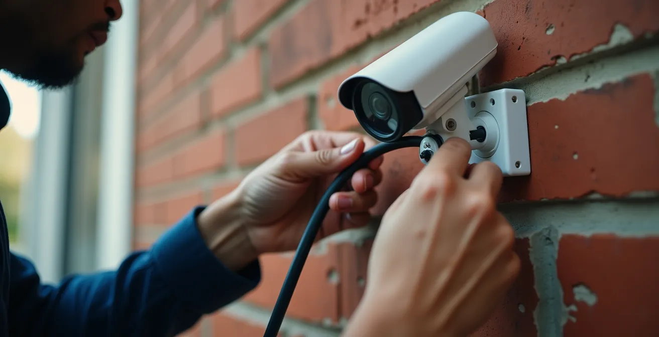 PoE-kabelinstallatie met netwerkscheiding voor beveiligingscamera