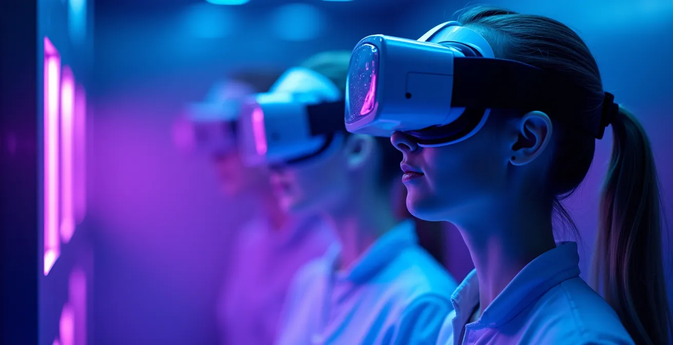 UV-C reinigingsbox voor VR-headsets in professionele omgeving