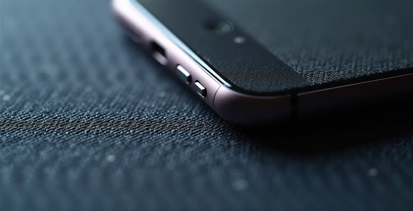 Close-up van smartphone die QR-code op kledingstuk scant voor supply chain informatie