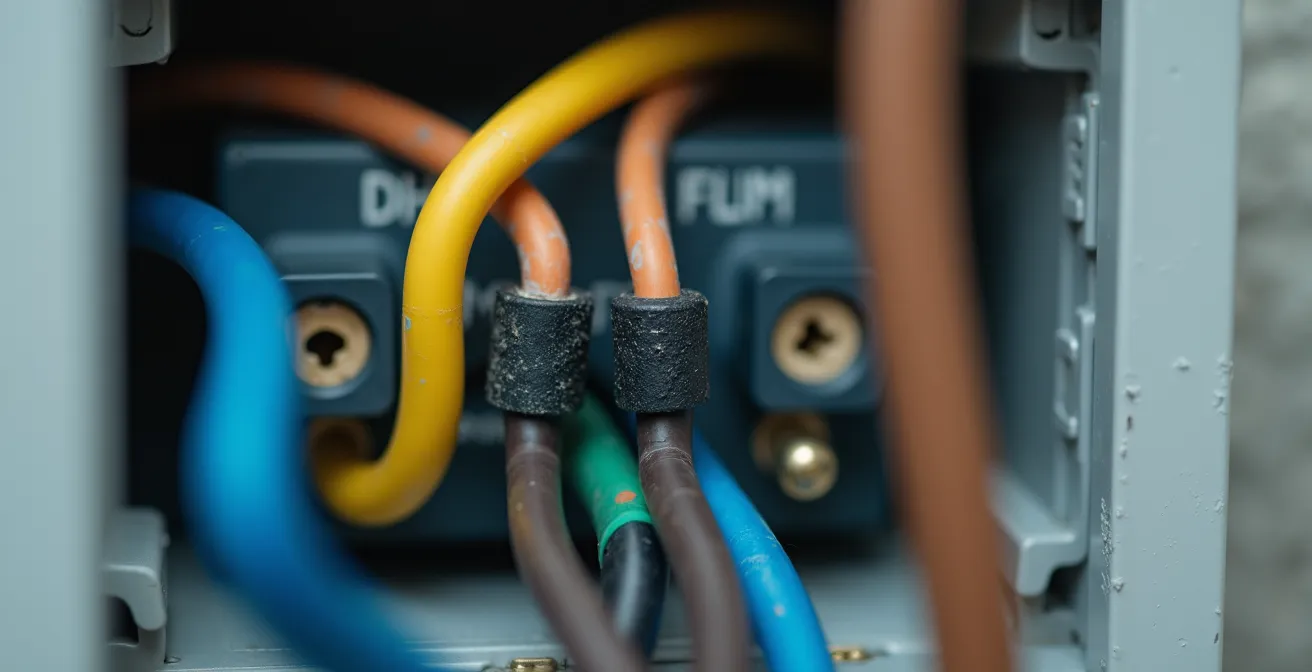 Macro-opname van elektrische bedrading met focus op kleurcodering