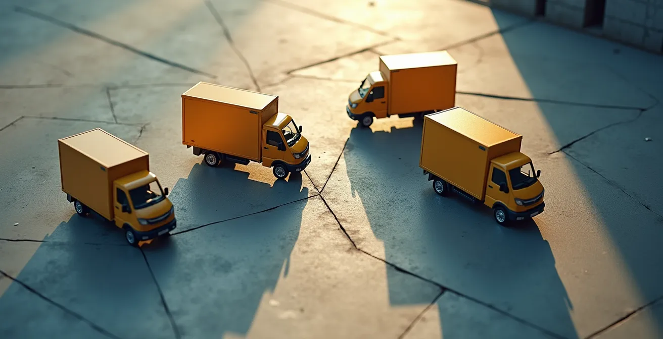 Overzicht van een modern distributiecentrum aan de rand van een Belgische stad